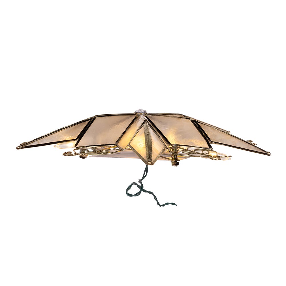 Kurt Adler 10-Light LED 6-Point Brass Plated Capiz Star With Scroll Design Tree Topper